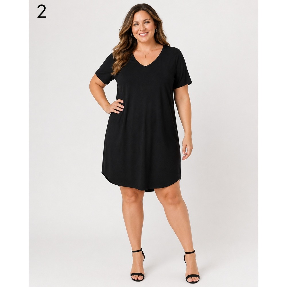 Torrid Jersey Tee T-Shirt Dress Womens 00 M/L Black‎ Polyester 3/4 Sleeve NEW